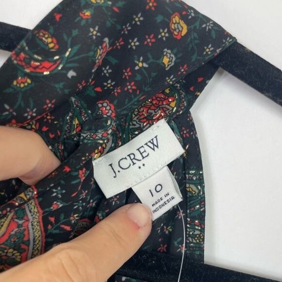 J. Crew Factory Zoe Paisley Metallic Tie-Neck Top NWT Large - Picture 7 of 10